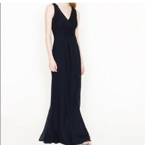 J. Crew Sophia Black V-neck Size 12L Wedding Gown NWT - Picture 2 of 7